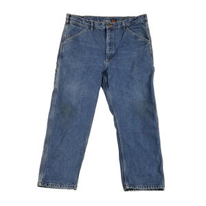 Guide Gear Flannel Lined Jeans Mens 40x29 Blue Carpenter Work Pants Denim Cotton